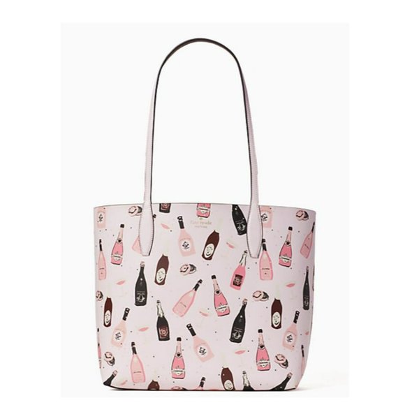 $329 Kate Spade Arch Champagne Large Reversible Tote Bag Purse - Picture 2 of 7